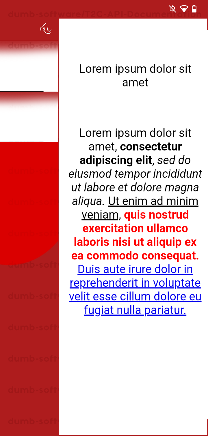 Image de l'application T2C montrant une brève custom.